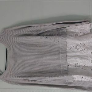 Grey sweater with lace bottom